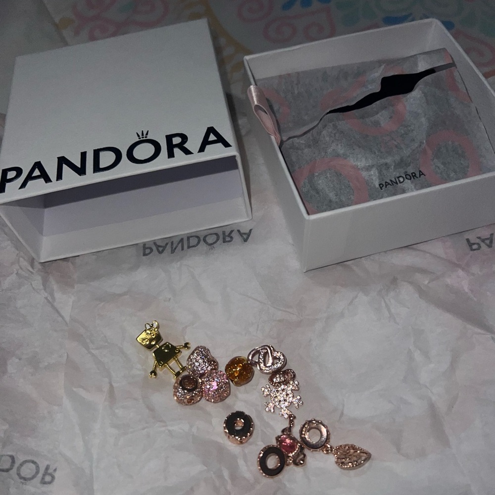 Pandora Gold and Rose Gold Charm Collection